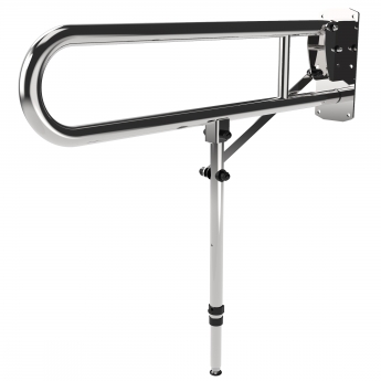 Nymas NymaPRO Lift and Lock Hinged Grab Rail with Leg 800mm Length - Polished | Product Image