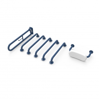 Nymas NymaPRO Concealed Fixing Grab Rails with Backrest Rail for Doc M Toilet Pack - Dark Blue