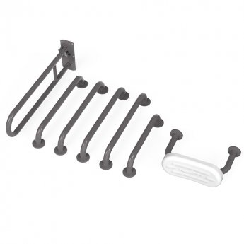Nymas NymaPRO Concealed Fixing Grab Rails with Back Rest for Doc M Toilet Pack - Grey Rails | Product Image