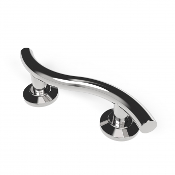 Nymas NymaPRO Contemporary Nylon Flanged Curved Grab Rail 355mm Length - Polished | Product Image