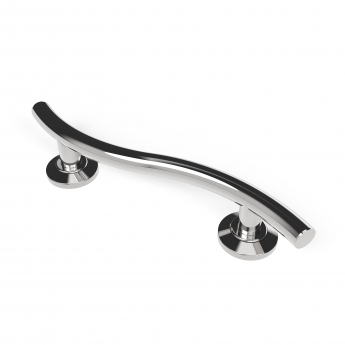 Nymas NymaPRO Contemporary Nylon Flanged Curved Grab Rail 480mm Length - Polished | Product Image