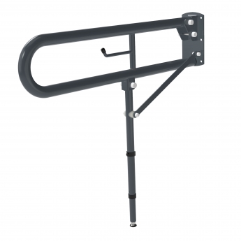 Nymas NymaPRO Trombone Hinged Support Steel Grab Rail with Leg 800mm Length - Dark Grey | Product Image