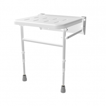 Nymas NymaPRO Wall Mounted Shower Seat with Legs - White