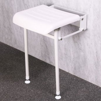 Nymas NymaPRO Compact Padded Hinged Shower Seat with Legs - White