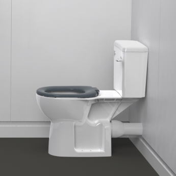 Nymas NymaPRO Rimless Doc M Ware Set Close Coupled Toilet with Lockable Cistern Assembly - Dark Grey Ring Seat