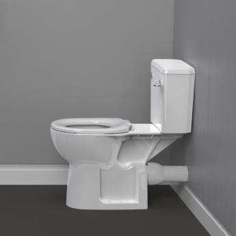 Nymas Nyma PRO Rimless Doc M Close Coupled Toilet Ware Set - White Ring Seat