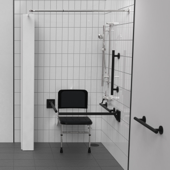 Nymas NymaSTYLE Doc M Luxury Shower Pack with Exposed Valve - Matt Black Grab Rails