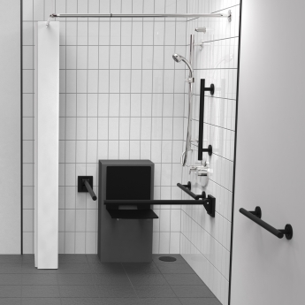 Nymas NymaSTYLE Doc M Shower Pack with Concealed Valves and Slimline Seat - Matt Black Grab Rails