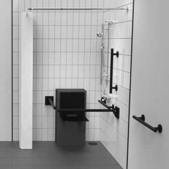 Nymas NymaSTYLE Doc M Shower Pack with Exposed Valves and Slimline Seat - Matt Black Grab Rails