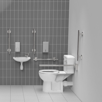 Nymas NymaSTYLE Rimless Close Coupled Doc M Toilet Pack - Polished Grab Rails