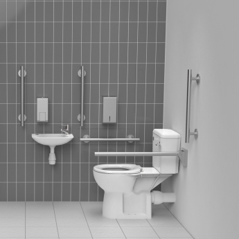 Nymas NymaSTYLE Rimless Close Coupled Doc M Toilet Pack - Satin Grab Rails