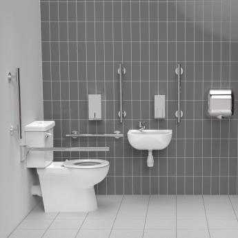 Nymas NymaSTYLE Premium Rimless LH Luxury Close Coupled Doc M Toilet Pack - Polished Grab Rails