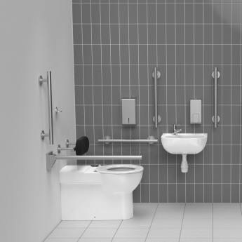 Nymas NymaSTYLE Premium Rimless LH Back to Wall Doc M Toilet Pack - Satin Grab Rails | Product Image