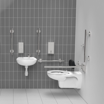 Nymas NymaSTYLE Luxury Wall Hung Doc M Toilet Pack - Polished Grab Rails