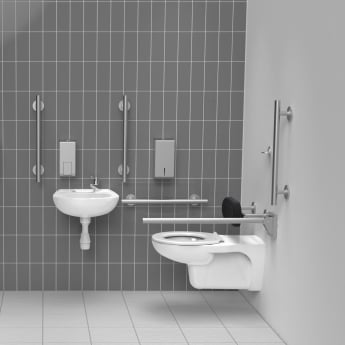 Nymas NymaSTYLE Luxury Wall Hung Doc M Toilet Pack - Satin Grab Rails