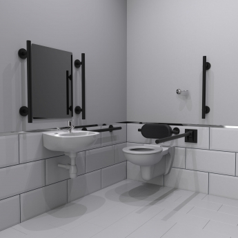 Nymas NymaSTYLE Luxury Wall Hung Doc M Toilet Pack with TMV3 Valve - Matt Black Grab Rails