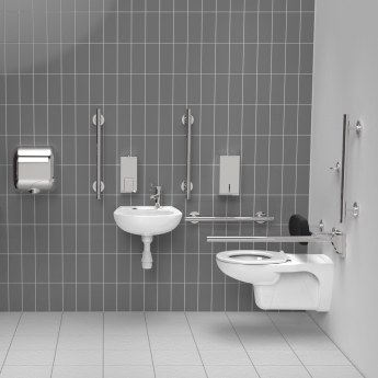 Nymas NymaSTYLE Luxury Wall Hung Doc M Toilet Pack with TMV3 Tap - Polished Grab Rails