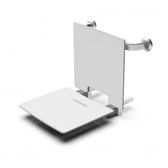 Nymas NymaSTYLE Contemporary Removable Slimline Shower Seat with Back Rest - White