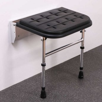 Nymas NymaSTYLE Premium Wall Mounted Padded Shower Seat with Legs - Black