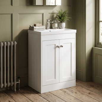 Old London Ashwick 500mm 2-Door Floor Standing Vanity Unit with Ceramic Basin | Product Image