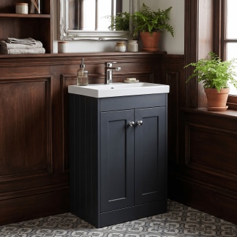 Old London Ashwick 500mm 2-Door Floor Standing Vanity Unit with Ceramic Basin | Product Image