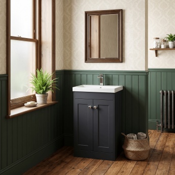 Old London Ashwick 500mm 2-Door Floor Standing Vanity Unit with Ceramic Basin | Product Image