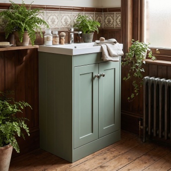 Old London Ashwick 500mm 2-Door Floor Standing Vanity Unit with Ceramic Basin | Product Image