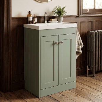 Old London Ashwick 500mm 2-Door Floor Standing Vanity Unit with Ceramic Basin | Product Image