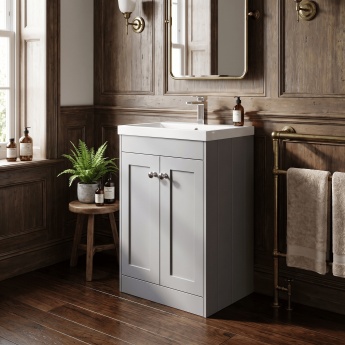 Old London Ashwick 500mm 2-Door Floor Standing Vanity Unit with Ceramic Basin | Product Image