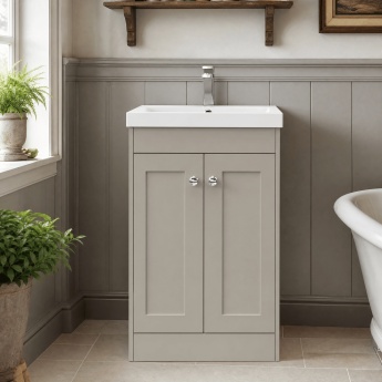 Old London Ashwick 500mm 2-Door Floor Standing Vanity Unit with Ceramic Basin | Product Image