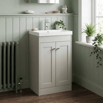 Old London Ashwick 500mm 2-Door Floor Standing Vanity Unit with Ceramic Basin | Product Image