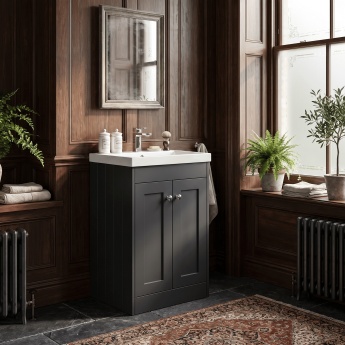 Old London Ashwick 500mm 2-Door Floor Standing Vanity Unit with Ceramic Basin | Product Image