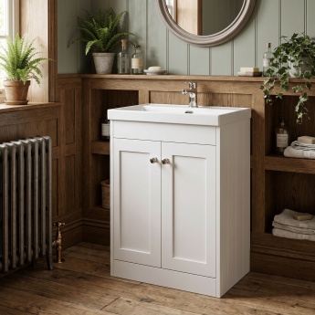 Old London Ashwick 600mm 2-Door Floor Standing Vanity Unit with Ceramic Basin | Product Image