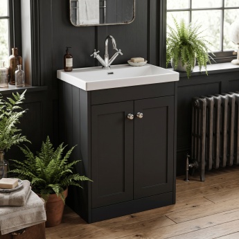 Old London Ashwick 600mm 2-Door Floor Standing Vanity Unit with Ceramic Basin | Product Image