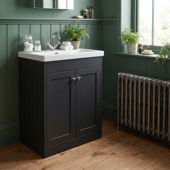 Old London Ashwick 600mm 2-Door Floor Standing Vanity Unit with Ceramic Basin | Product Image