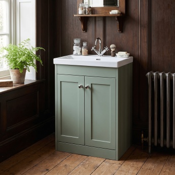 Old London Ashwick 600mm 2-Door Floor Standing Vanity Unit with Ceramic Basin | Product Image