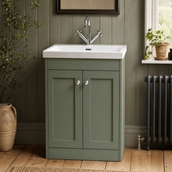 Old London Ashwick 600mm 2-Door Floor Standing Vanity Unit with Ceramic Basin | Product Image