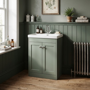 Old London Ashwick 600mm 2-Door Floor Standing Vanity Unit with Ceramic Basin | Product Image