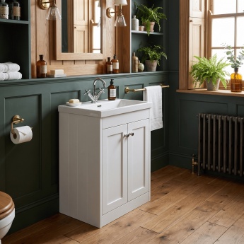 Old London Ashwick 600mm 2-Door Floor Standing Vanity Unit with Ceramic Basin | Product Image