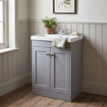 Old London Ashwick 600mm 2-Door Floor Standing Vanity Unit with Ceramic Basin | Product Image