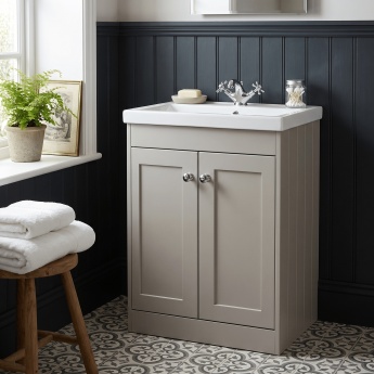 Old London Ashwick 600mm 2-Door Floor Standing Vanity Unit with Ceramic Basin | Product Image