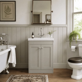 Old London Ashwick 600mm 2-Door Floor Standing Vanity Unit with Ceramic Basin | Product Image