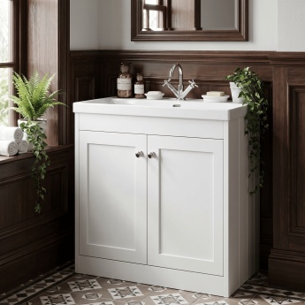 Old London Ashwick 800mm 2-Door Floor Standing Vanity Unit with Ceramic Basin | Product Image