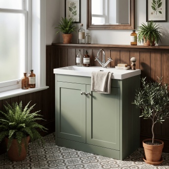 Old London Ashwick 800mm 2-Door Floor Standing Vanity Unit with Ceramic Basin | Product Image