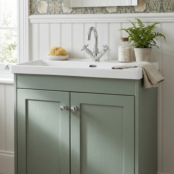 Old London Ashwick 800mm 2-Door Floor Standing Vanity Unit with Ceramic Basin | Product Image