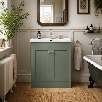 Old London Ashwick 800mm 2-Door Floor Standing Vanity Unit with Ceramic Basin | Product Image