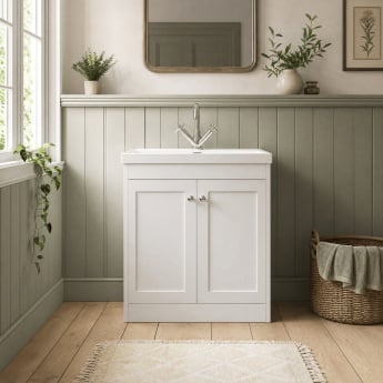 Old London Ashwick 800mm 2-Door Floor Standing Vanity Unit with Ceramic Basin | Product Image