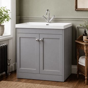 Old London Ashwick 800mm 2-Door Floor Standing Vanity Unit with Ceramic Basin | Product Image