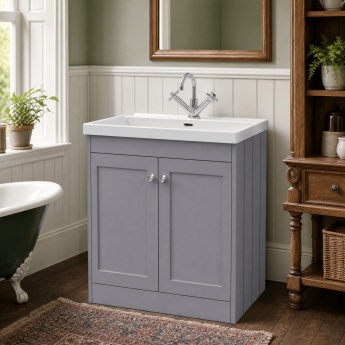 Old London Ashwick 800mm 2-Door Floor Standing Vanity Unit with Ceramic Basin | Product Image