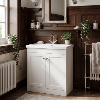 Old London Ashwick 800mm 2-Door Floor Standing Vanity Unit with Ceramic Basin | Product Image